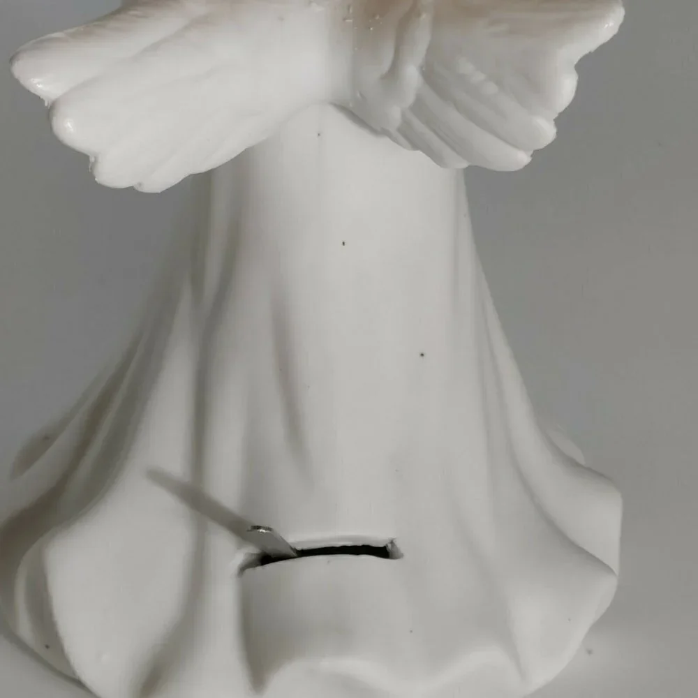 Vintage Christmas Guardian Musical White Angel Holiday Porcelain Figurine